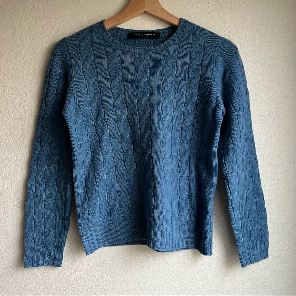 Ralph Lauren Black Label Blue Cable Cashmere Sweater size S